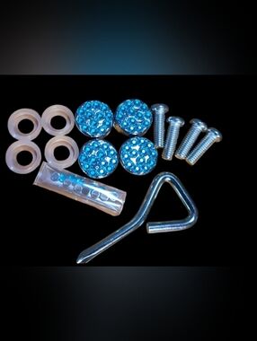 Licence Plate Screw Cap Covers- Blingy BLUE